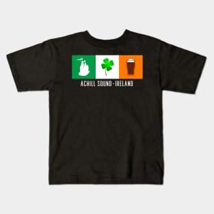 Achill Sound Ireland, Gaelic - Irish Flag Kids T-Shirt